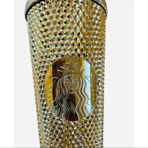 2022 NEW Starbucks Holiday Christmas GOLD Bling Studded Tumbler Venti 24oz FREE - Picture 4 of 5